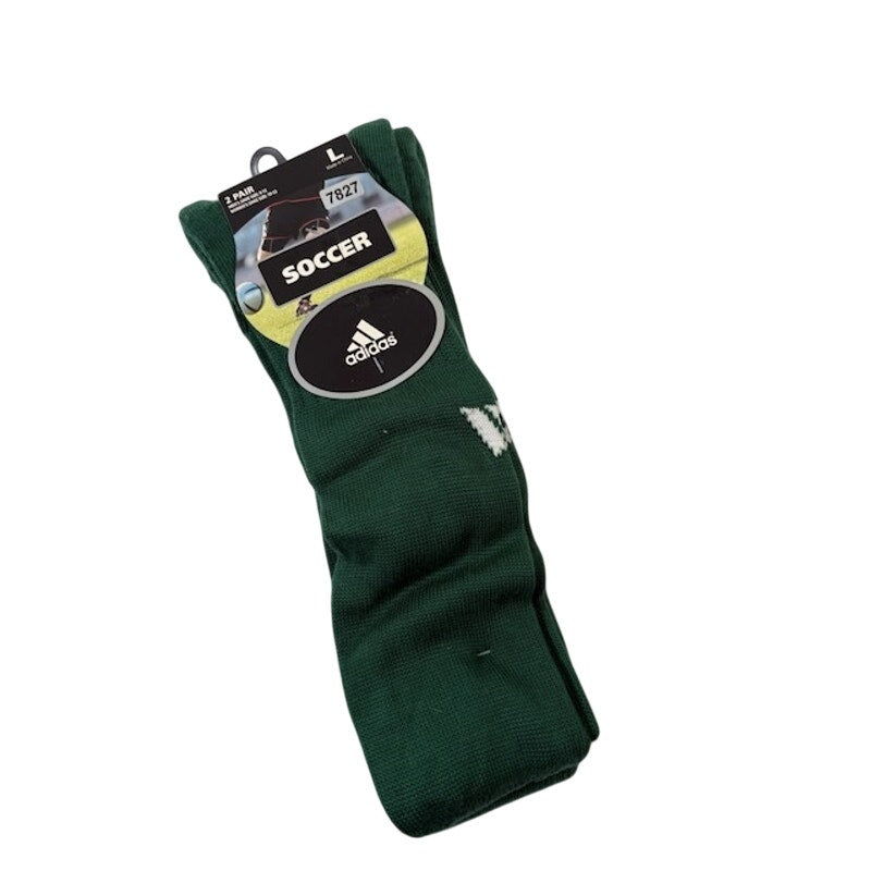 2 Pairs Adidas Soccer Socks Over The Calf Green/White Mens Size L / 9-13