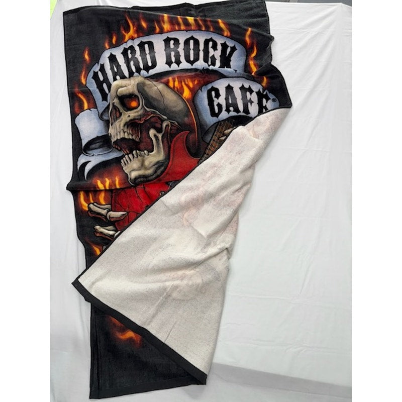 Hard Rock Cafe Skull Guitar Towel Love All Serve All Black Large Beach Bath