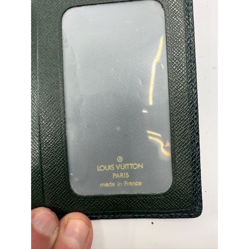 Louis Vuitton Taiga Leather Bifold Pass ID Card Holder Dark Green In Box