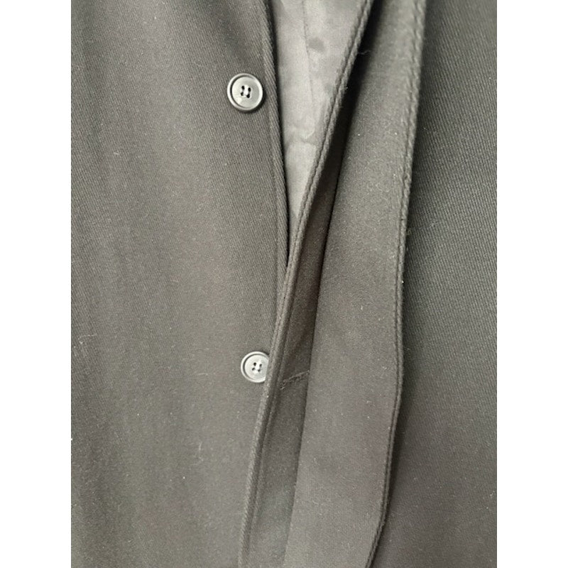 Mens Button-Up Wool Overcoat High Neck Belted Welt Pockets Lined Black Size XLT