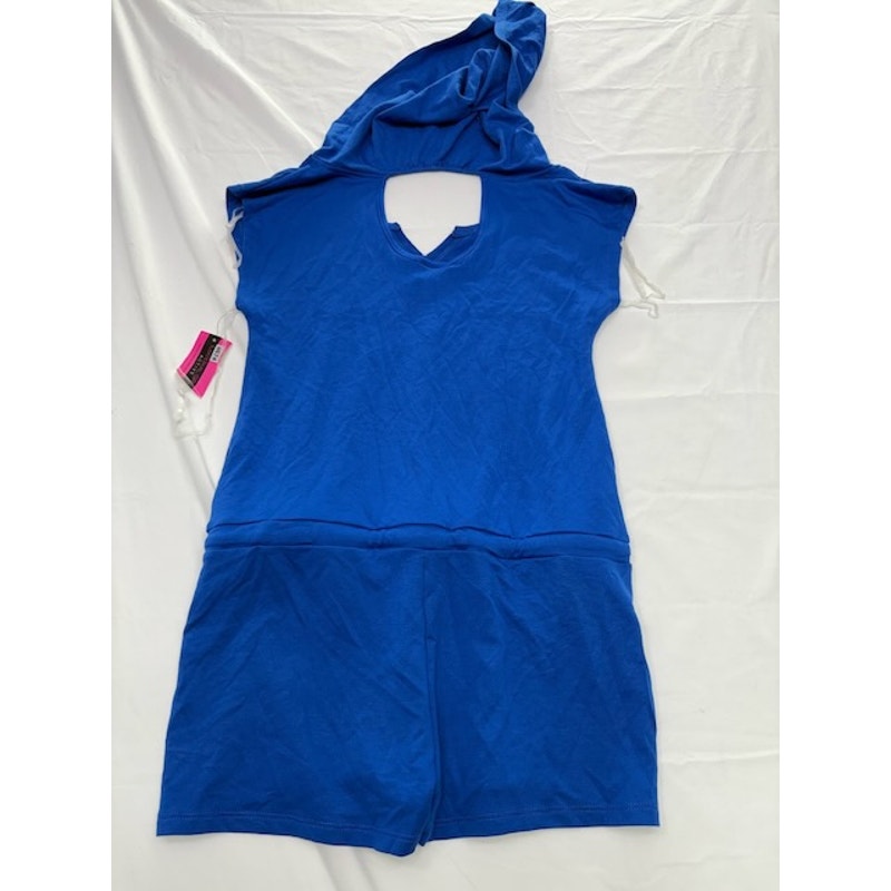 Material Girl Active Romper City Love Los Angeles Hooded Blue Womens Size XS