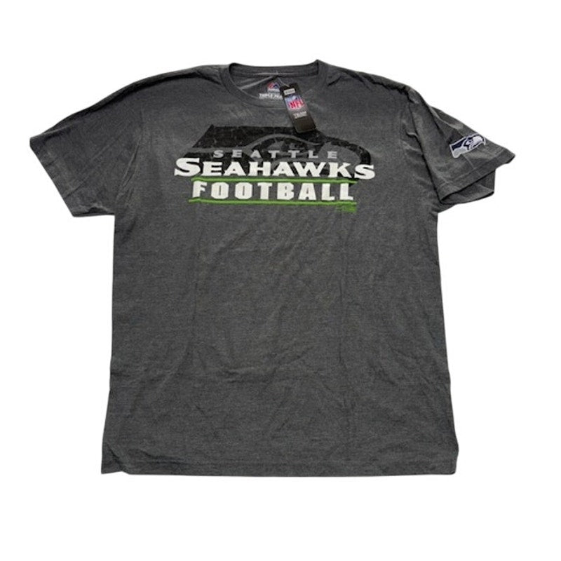Majestic Seattle Seahawks NFL Interception T-Shirt Triple Peak Gray Size XL