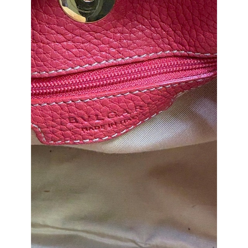 BVLGARI Canvas Leather Logo Mania Satchel Shoulder Bag Detachable Strap Brown