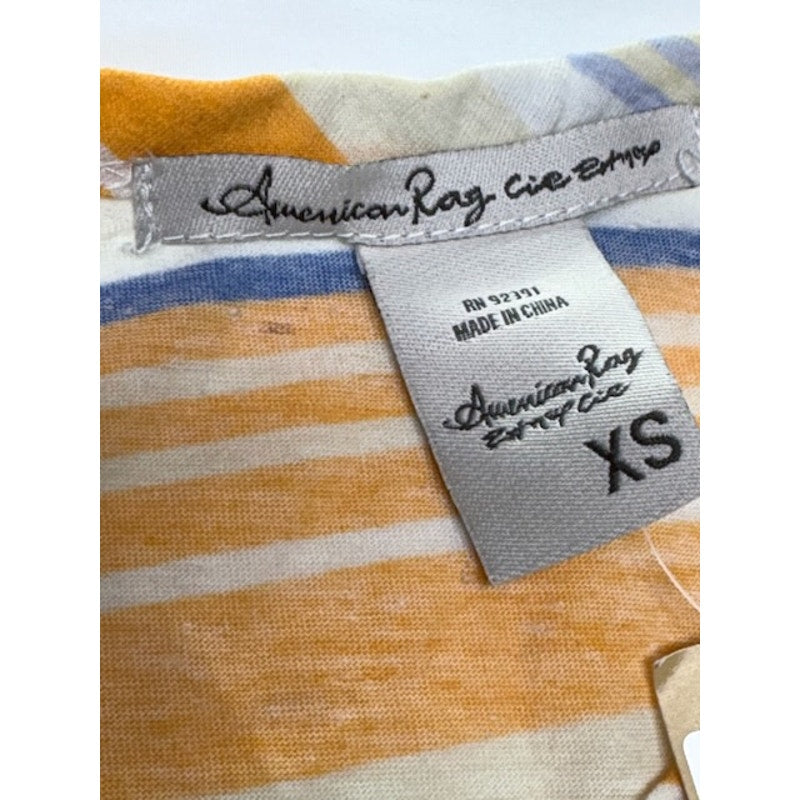 American Rag Cie Halter Tank Top Hi-Low Striped Yellow Blue Women Size XS