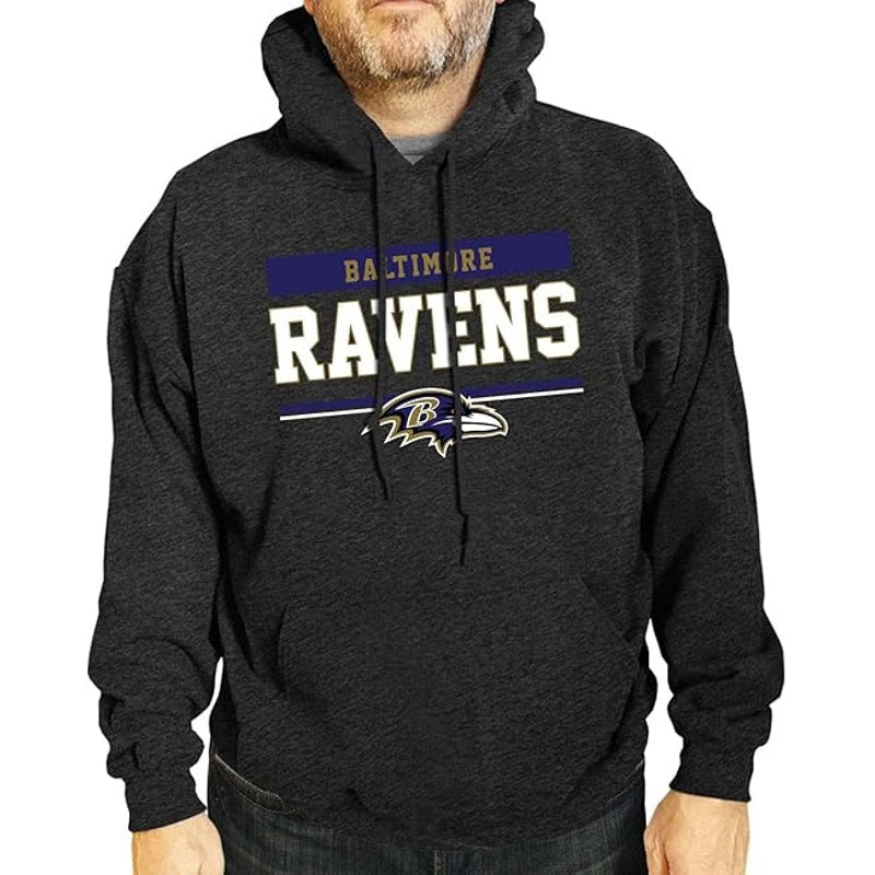 Campus Colors Baltimore Ravens Gameday Hoodie Sweatshirt Heather Gray Large