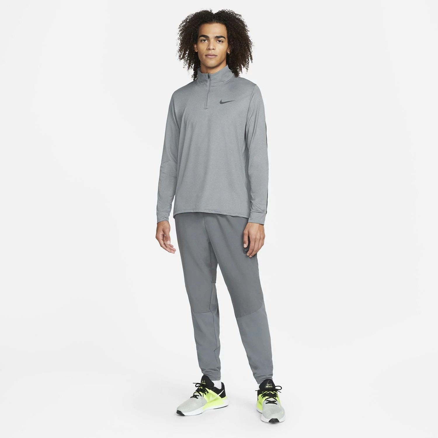 Nike Pro Dri-FIT 1/4-Zip Hyper Dry Training Sweatshirt Pullover Gray Mens Size XL