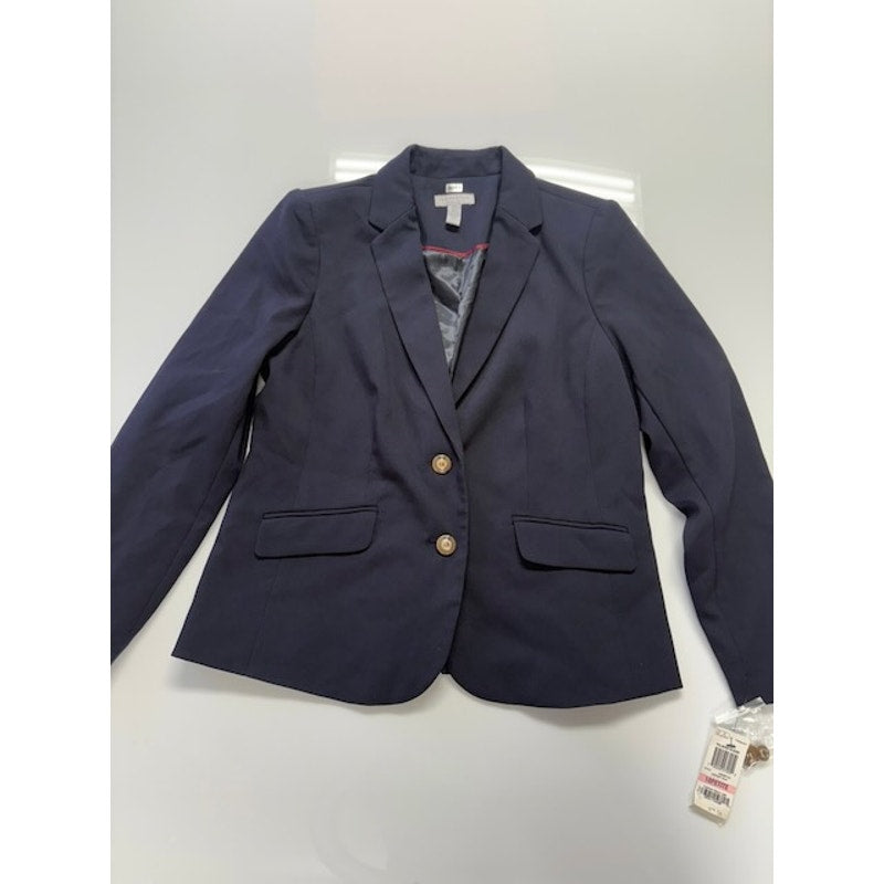 Charter Club Blazer Two Button Front Notched Lapel Navy Blue Womens Size 10P