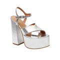 Lisa Vicky JAZZ-V Leather Platform Strappy Sandals Silver Womens Size 8.5