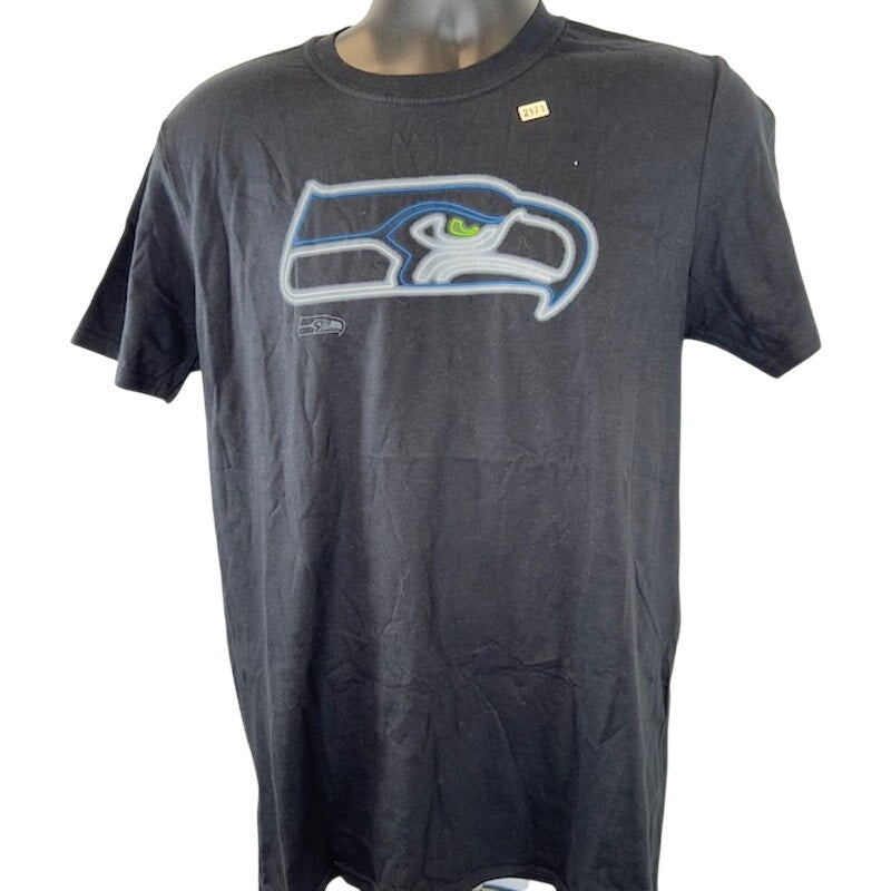 Majestic Seattle Seahawks T-Shirt Short Sleeves Graphic Print Black Mens SIze M