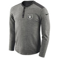 Nike NFL Los Angeles Raiders Henley Long Sleeve T-Shirt Heather Grey Mens Size S