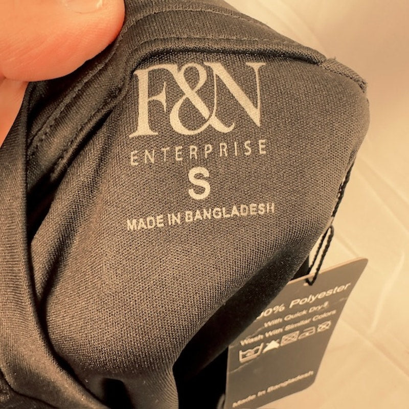 F&N Enterprise Fleece Long Sleeve T-Shirt Round Neck Pullover Black Mens Size S