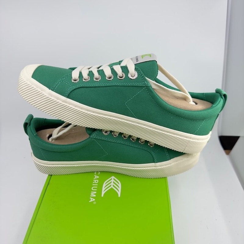 Cariuma Oca Low Canvas Sneaker Shoes Lace-Up Round Toe Green Mens Size 8.5/10