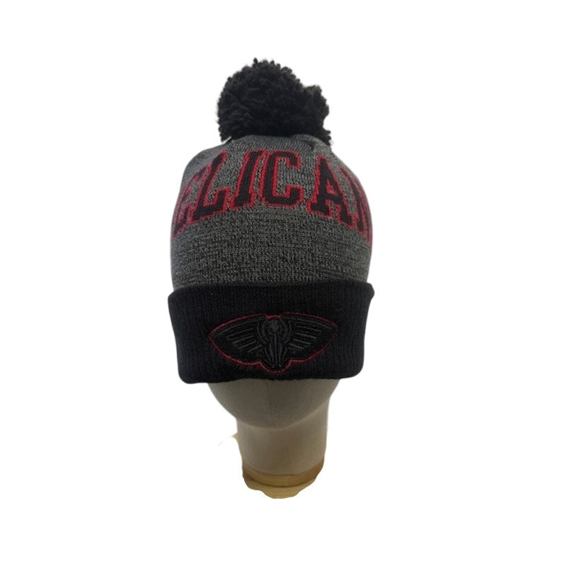 Mitchell & Ness New Orleans Pelicans Beanie Pom Knit Hat NBA Gray OSFM