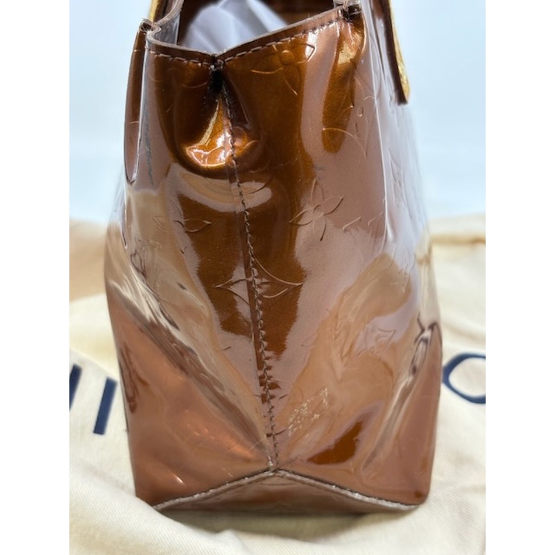 LOUIS VUITTON Reade PM Vernis Leather Monogram Tote Shoulder Bag Purse Bronze