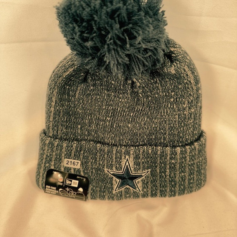 New Era NFL Dallas Cowboys Removable Pom Cuffed Knit Beanie Blue Womens One Size