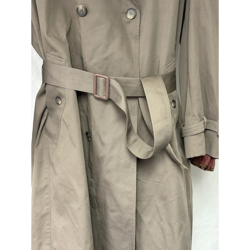 Oakton Ltd Vintage Trench Coat Button Double Breast Belted Gray Mens Sz 46 Long