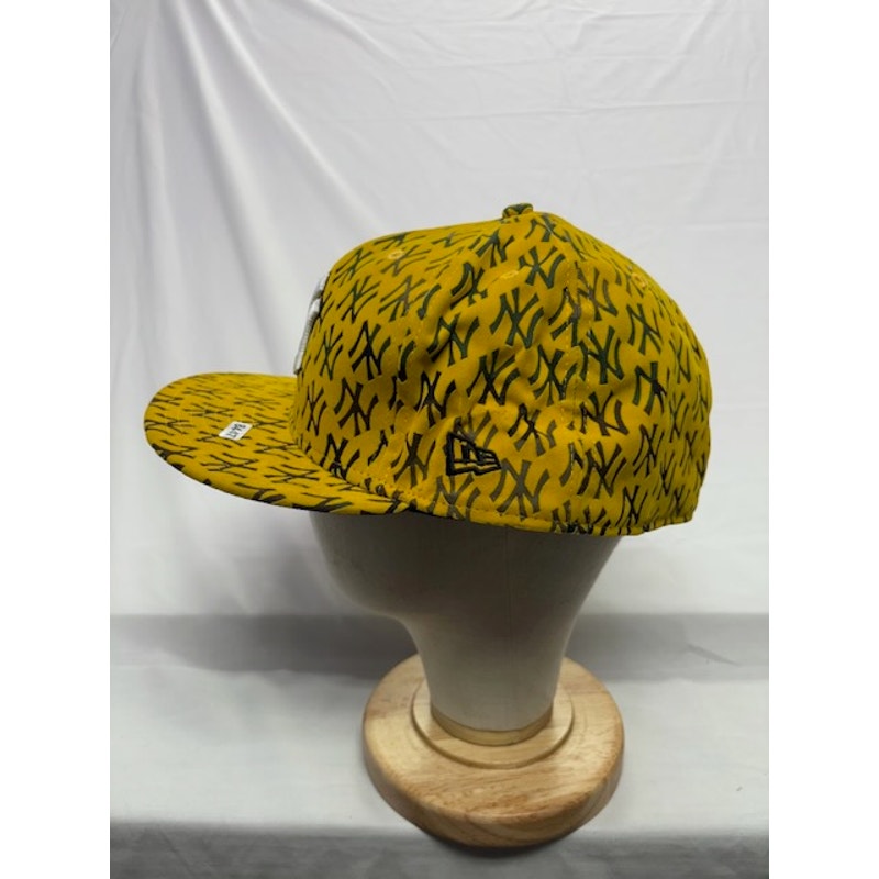New Era 59FIFTY Fitted New York Yankees Monogram Print Yellow Unisex Size 8