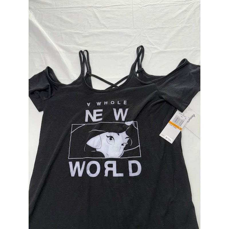 Disney Princess Jasmine Graphic Tee "A Whole New World" Black Womens Size S
