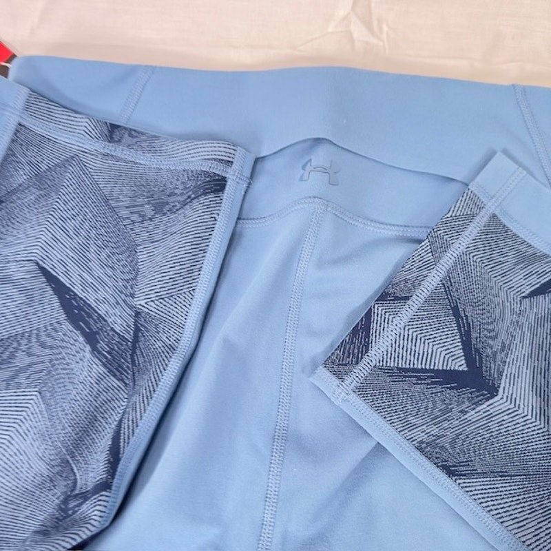 Under Armour UA Heatgear Fitted Leggings Geometric Pattern Blue Womens L