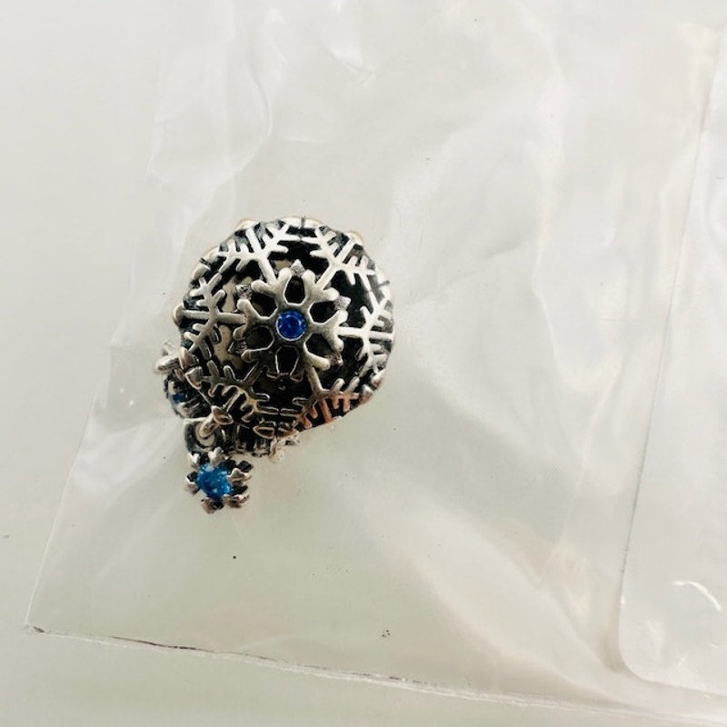 Icy Snowflake Drop Dangle Charm Pendant Sterling Silver