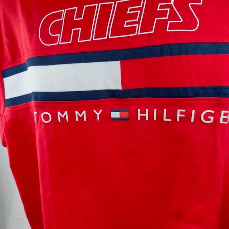Tommy Hilfiger Kansas City Chiefs Football T-Shirt Logo Print Red Mens Size XL