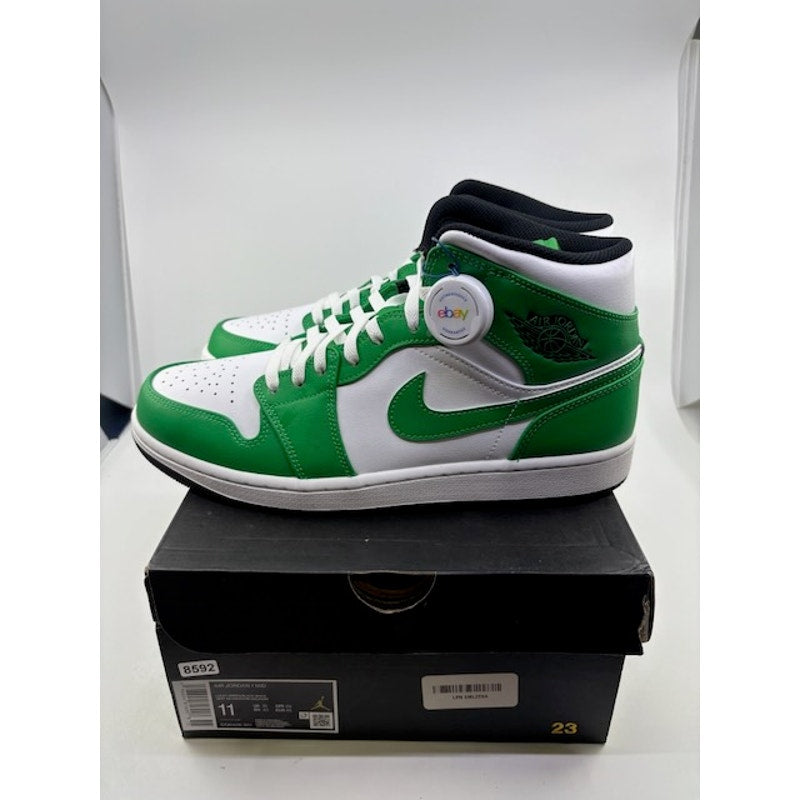 Nike Air Jordan 1 Mid Shoes DQ8426-301 Lucky Green White Black Mens Size 11