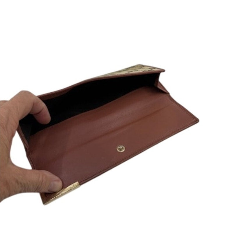 Gucci Vintage Wallet GG Monogram Canvas Leather Long Wallet Brown Made in Italy