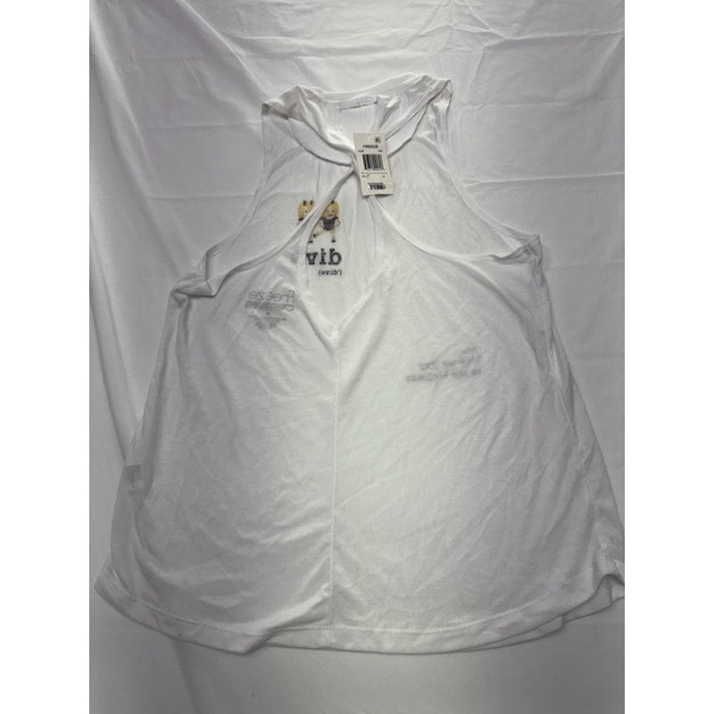 Freeze Diva Graphic Criss-Cross Back Tank Top Crewneck White Womens Size M