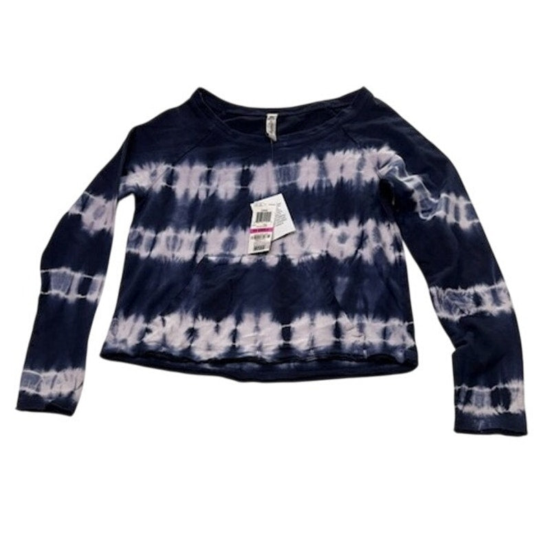 American Rag Cie Cropped Tie-Dyed Sweatshirt Navy/White Womens Size XXS