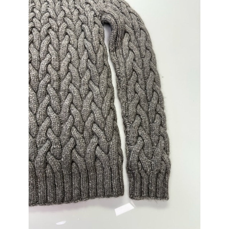Michael Kors Shrinking Cable-Knit Wool-Blend Sweater Ash Melange Mens Sz XL