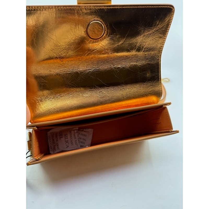 Brandon Blackwood Nia Bag B Logo Leather Crossbody Metallic Orange Medium