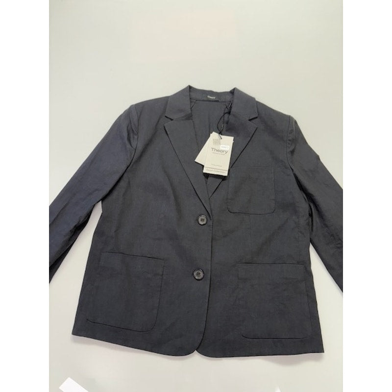 Theory Shrunken Split Cuff Two Button Blazer 3/4 Sleeve Womens Gray Size 4
