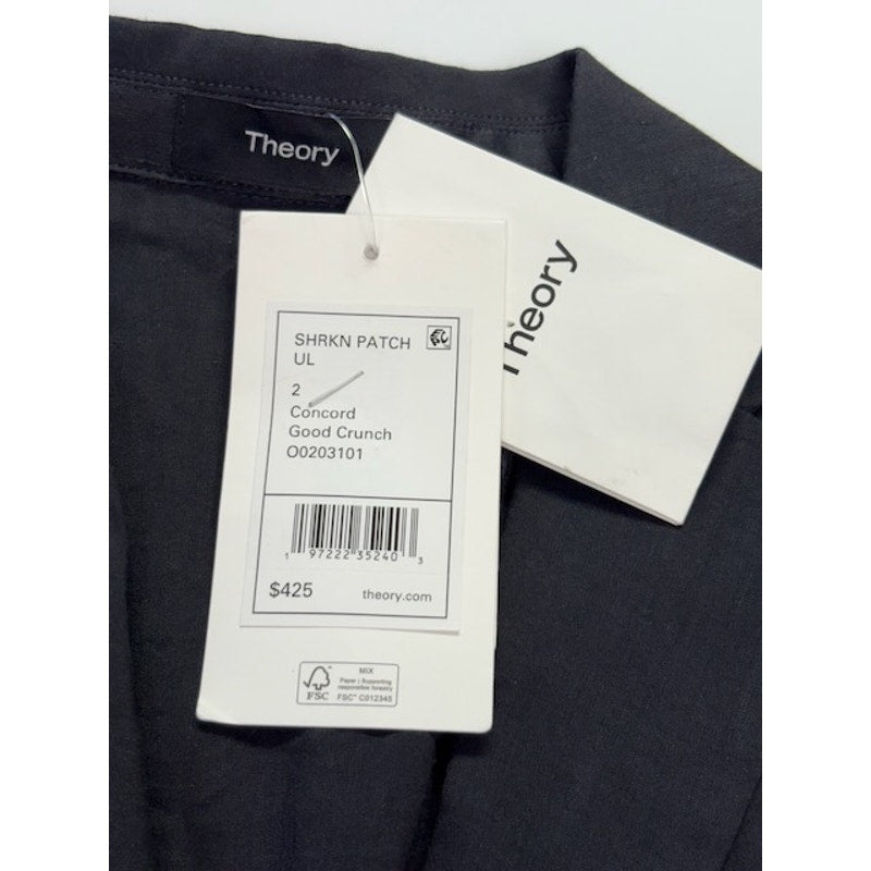 Theory Shrunken Split Cuff Two Button Blazer 3/4 Sleeve Womens Gray Size 2