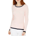 Tommy Hilfiger Cable-Knit Sweater Contrast-Trim Light Pink Black Womens Size XL