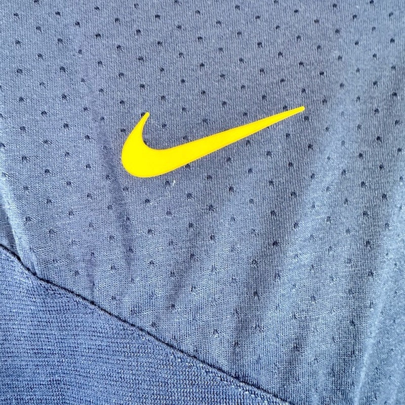 Nike Athletic Jersey Shirt Short Sleeve Dri Fit V-Neck Navy Blue Mesh Size L