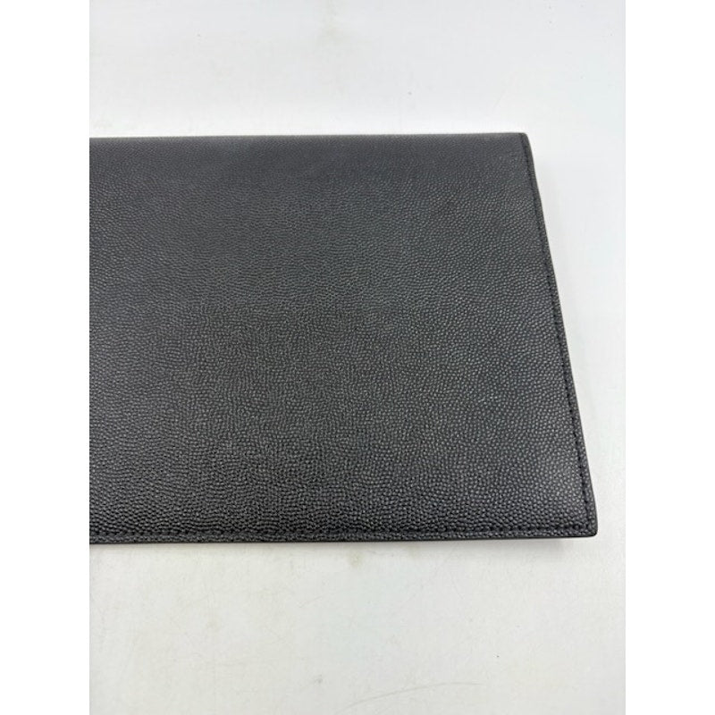 Yves Saint Laurent YSL Envelope Purse Uptown Pouch Grain De Poudre Leather Black