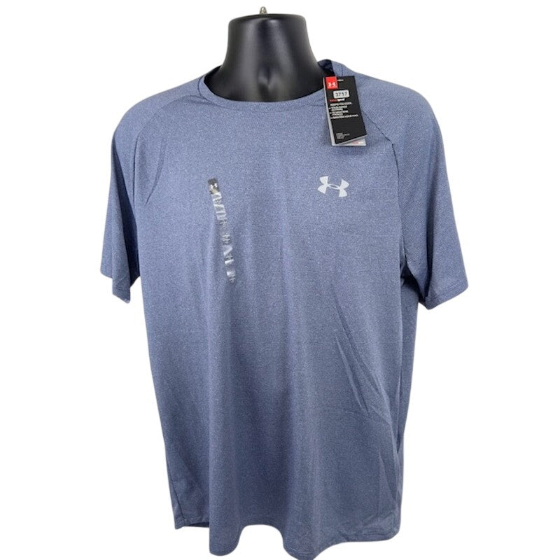 Under Armour Tech Tee Shirt Short Sleeves Quick Dry Loose Fit Gray/Blue Mens Size L