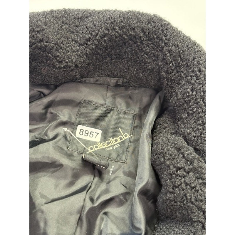Collection B New York Classic Faux-Fur Coat Two Button Front Black Womens Size M