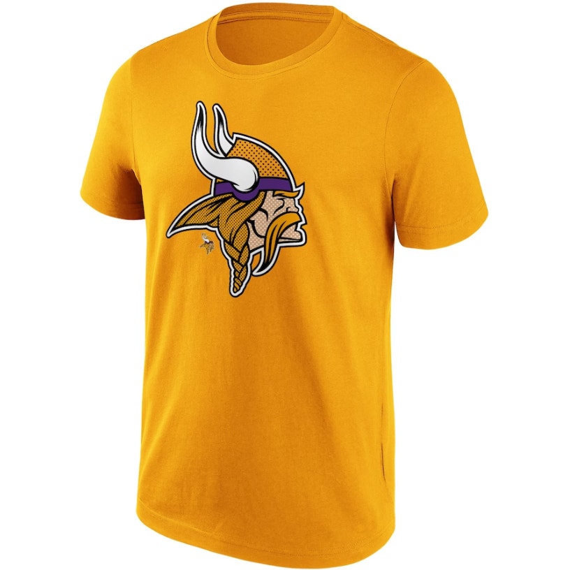 NFL Team Apparel Minnesota Vikings Slash & Dash Graphic Tee Yellow Mens XL