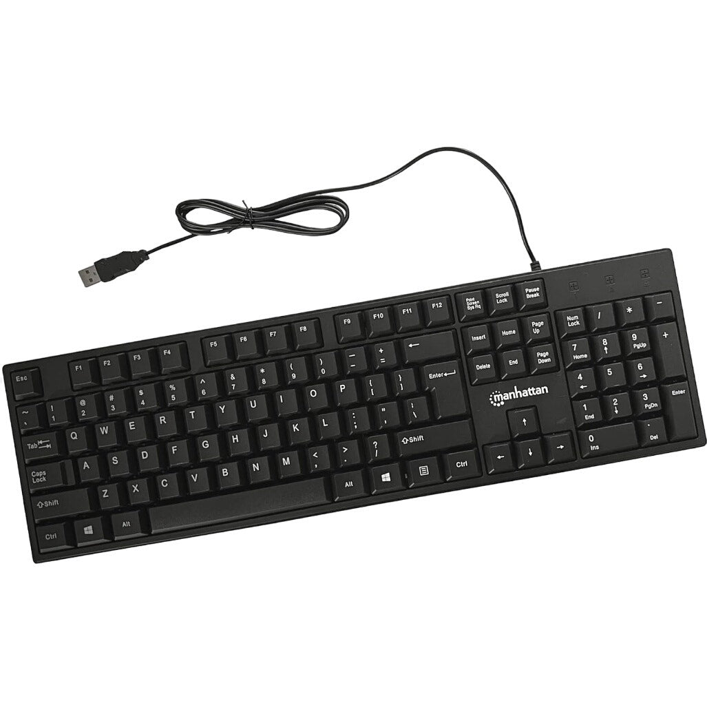 Manhattan Wired Computer Keyboard Full-Sized Basic Keyboard 104 Keys Black