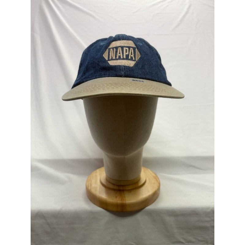 NAPA Denim Strapback Hat Embroidered Logo Blue Tan Cap Unisex Adult OSFA