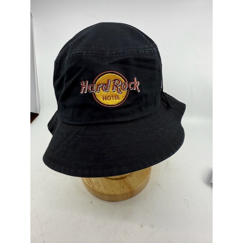 Hard Rock Cafe Bucket Hat Embroidered Logo Cotton Casual Black Unisex One Size