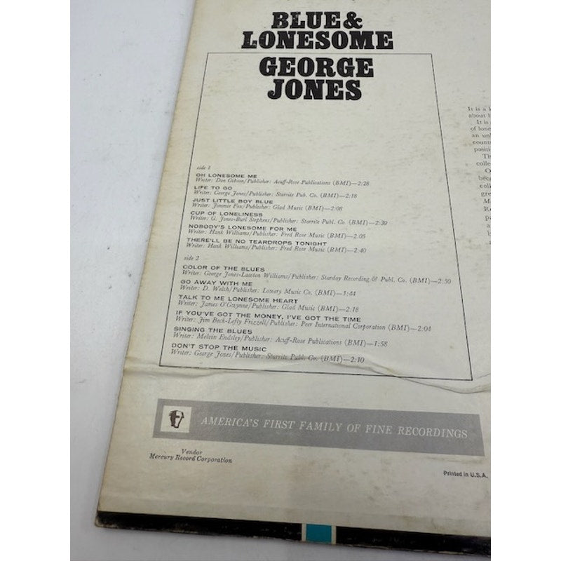 George Jones – Blue & Lonesome 1964 Vinyl Album Record