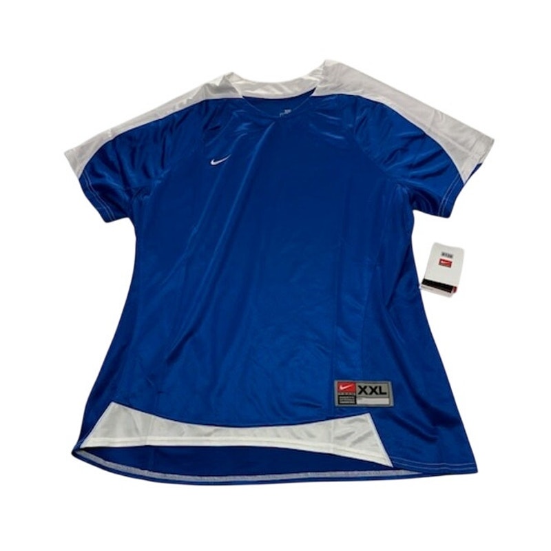 Nike FitDry Soccer Jersey Shirt Short Sleeve V-Neck Blue/White Womens Sz XXL