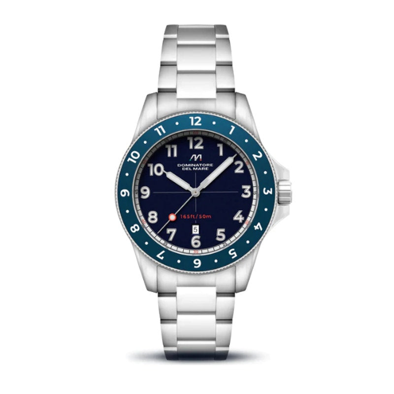 Dominatore Del Mare By Bandiera 3 Hands Date Watch Silver Blue Dial Mens OS