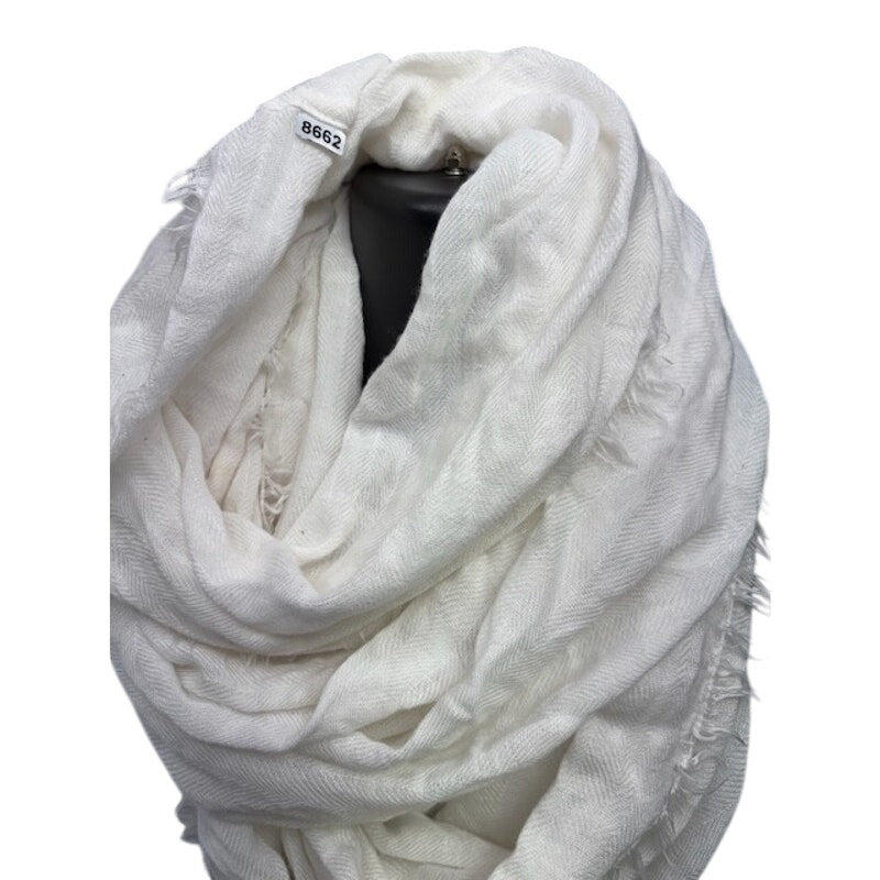 Infinity Scarf Fringe Lightweight Circle Loop Wrap Soft Womens White One Size