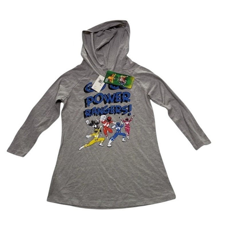 Mighty Morphin Power Rangers Go Go Graphic Hoodie Shirt Heather Gray Size S