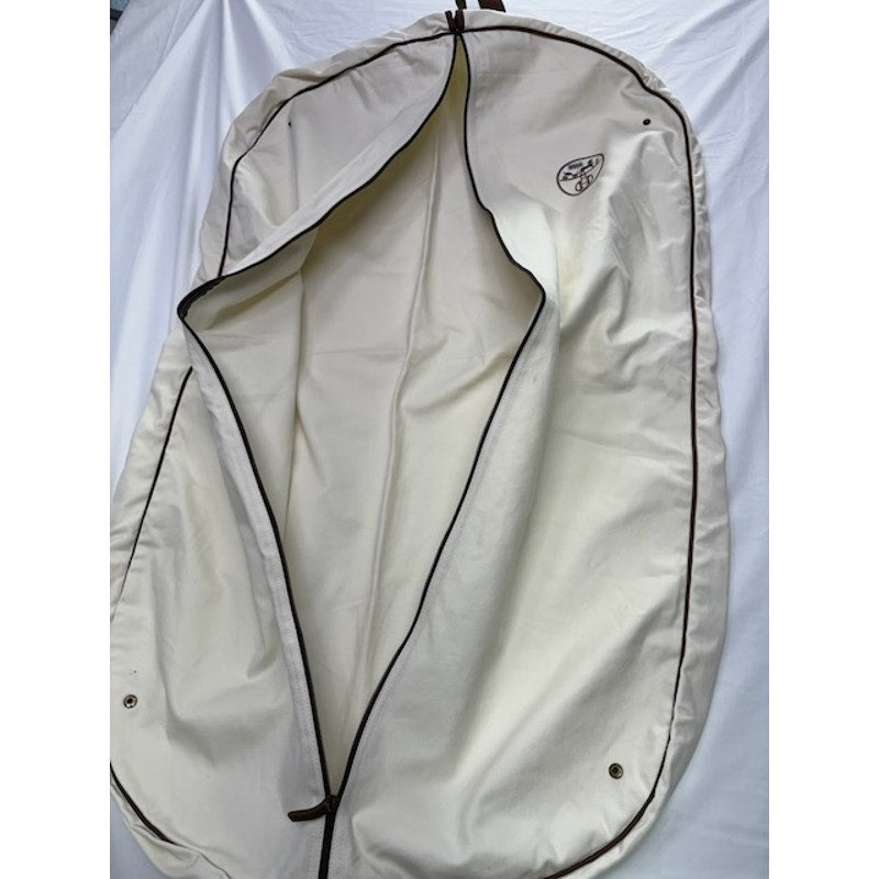Hermès Garment Bag Suit Carrier Travel Dust Cover Canvas Leather Trim Beige