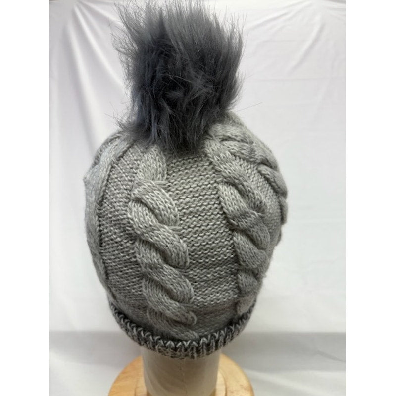 New Era NFL Cable Knit Pom Beanie Hat Cuffed Winter Cap Gray Womens OSFA