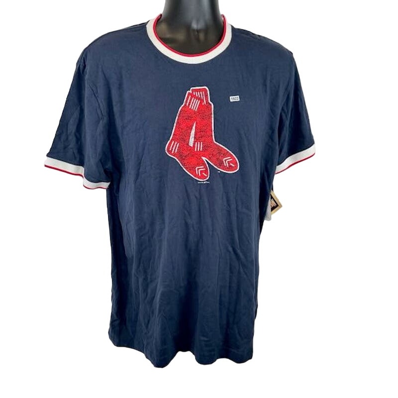 New Era MLB Boston Red Sox Cooperstown Official Logo Tee Navy Blue Mens Size XL